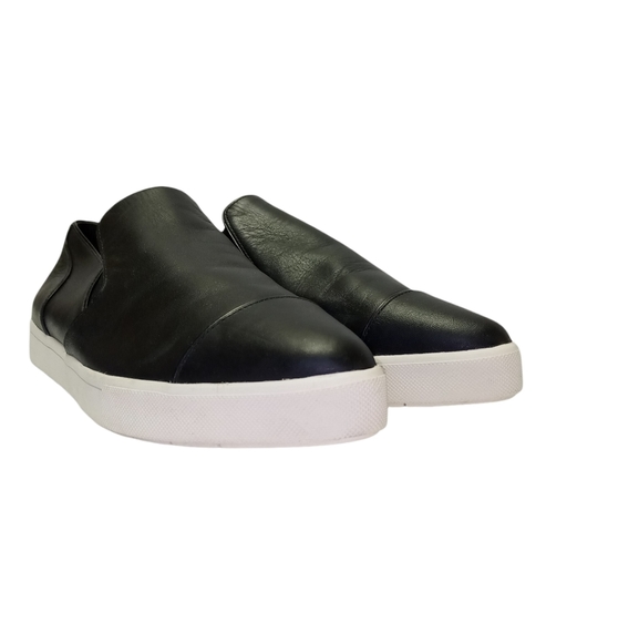 Vince Black Paeyre Leather Slip On Sneaker Flats